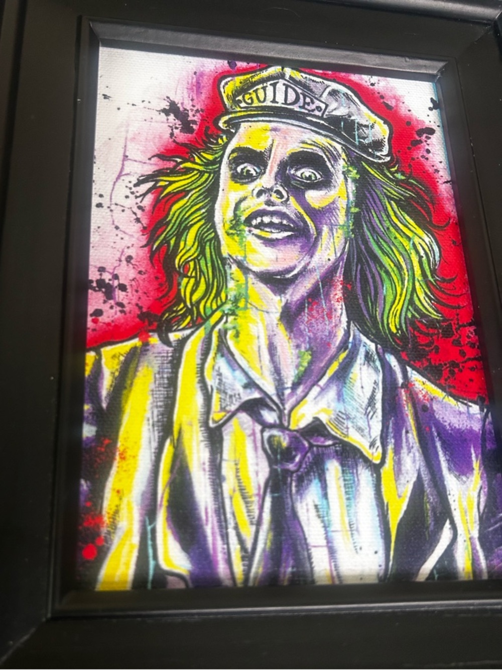 Beetlejuice Framed Picture Artwork Hanging Wall Home Decor Black Frame